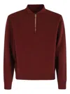 Fortela Woven Wool Zippered Sweatshirt In Burgundy