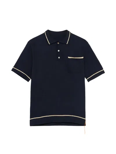 Fortela Herrison Contrast-collar Cotton Polo Shirt In Black