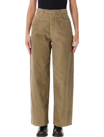 Fortela High-waist Wide-leg Corduroy Trousers In Brown