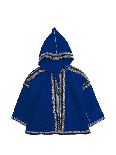 Fortela Hooded Embellished Poncho In Blue