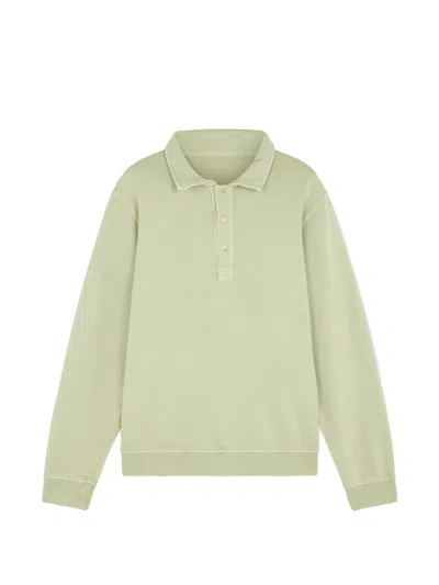 Fortela Hunting Long Sleeve Fleece Jersey Polo Shirt In Green