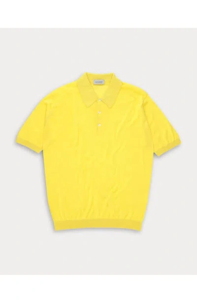 Fortela Isis Short Sleeve Knit Polo In Yellow