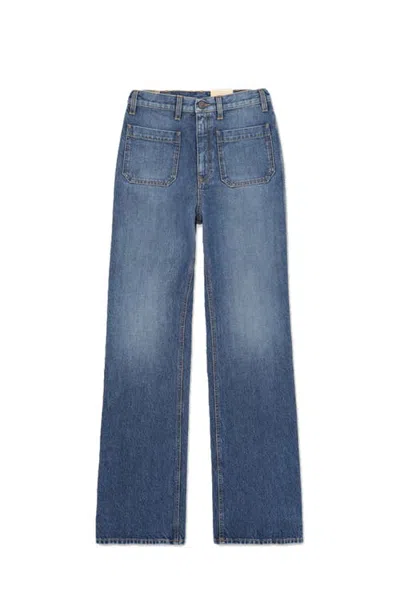 Fortela Jane Bootcut Stone Wash Denim Trousers In Blue