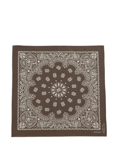 Fortela Japanese Paisley-pattern Bandana In Brown