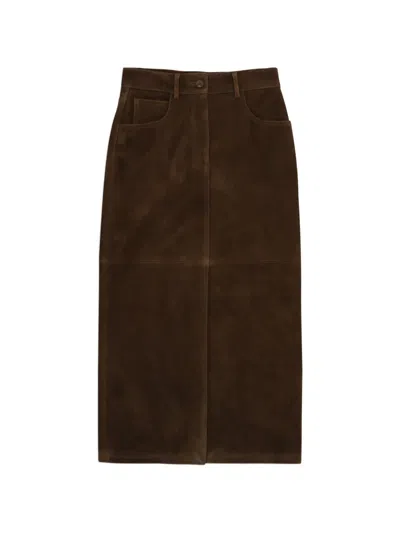 Fortela Jasmine Suede Maxi Skirt In Brown
