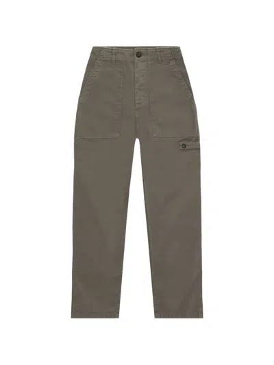 Fortela Jerry Button Cotton Straight Trousers In Gray