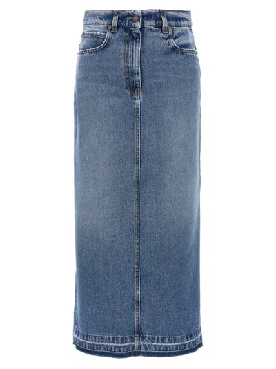 Fortela Long Back Slit Denim Skirt In Classic Wash