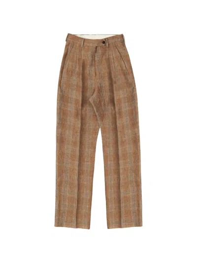 Fortela Josephine Check Pleated Trousers In Burgundy