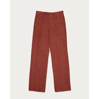 Fortela Justine Classic Linen Pants In Brown