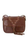 Fortela Kate Leather Handbag With Corals In Brown