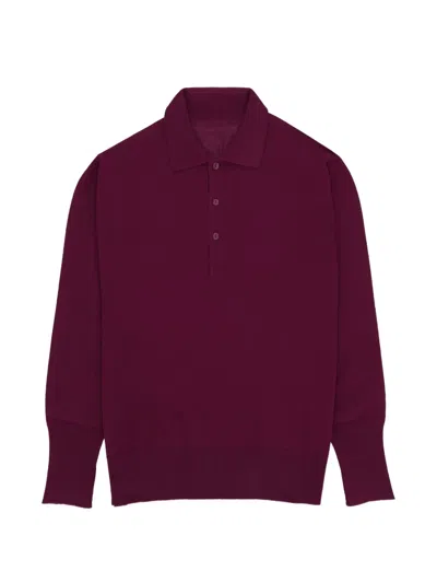 Fortela Kenneth Long-sleeve Polo Shirt In Burgundy