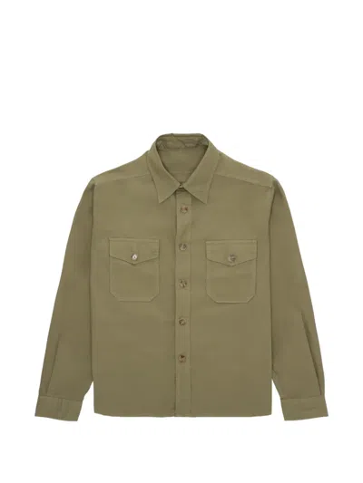 Fortela Kenny Twill Cotton Overshirt In Green