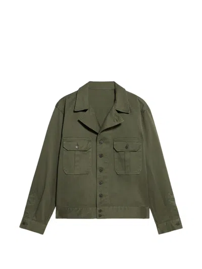 Fortela Khai Herringbone Patch-pockets Overshirt In Green
