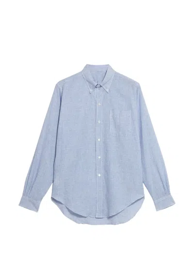 Fortela King Micro-check Chest-pocket Shirt In Blue