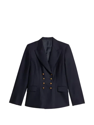 Fortela Laureen Classic Double-breasted Wool Jacket In Blue