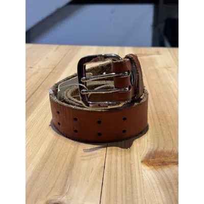 Fortela Leather Belt With Double Pin Buckle In Brown