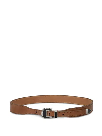 Fortela Leather Buckle Belt In Brown