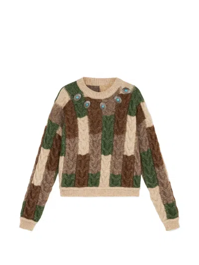 Fortela Letitia Patchwork Crew-neck Sweater In Multi