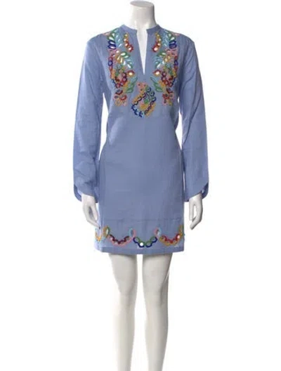 Pre-owned Fortela Linen Mini Dress W/ Tags In Blue