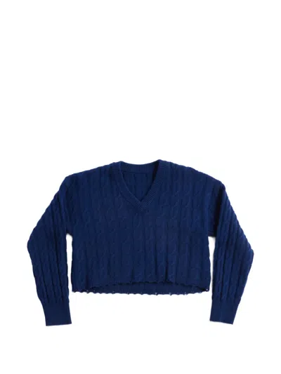 Fortela Liv V-neck Knitted Sweater In Blue