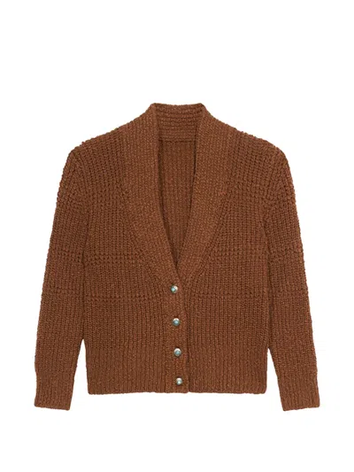 Fortela Lola Open-knit Cardigan In Brown