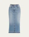 Fortela Long Back Slit Denim Skirt In Classic Wash
