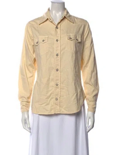 Pre-owned Fortela Long Sleeve Button-up Top In Yellow