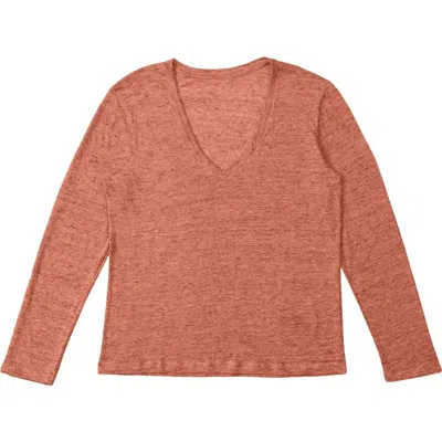 Fortela Cara Long-sleeve V-neck T-shirt In Orange