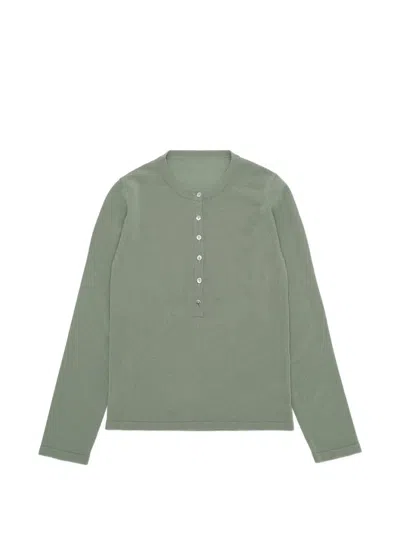 Fortela Lou Cashmere Henley Knit In Green