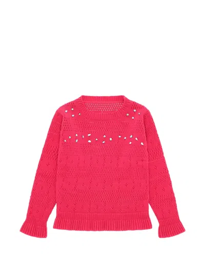 Fortela Luna Beaded Crew-neck Sweater In Pink