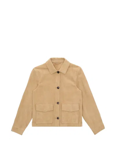 Fortela Maelle Suede Short Leather Jacket In Brown