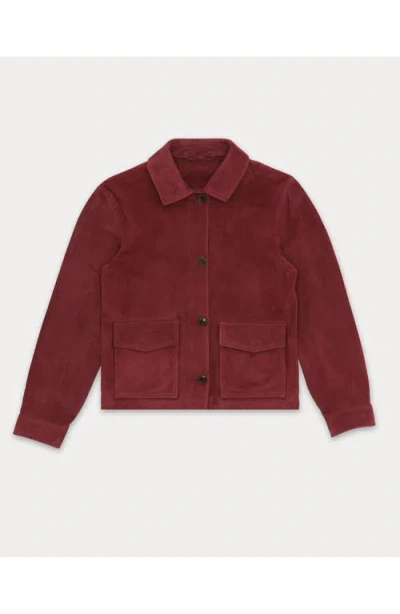 Fortela Maelle Suede Short Leather Jacket In Brown