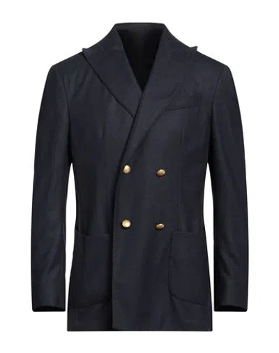 Fortela Man Blazer Midnight Blue Size 44 Wool In Blue