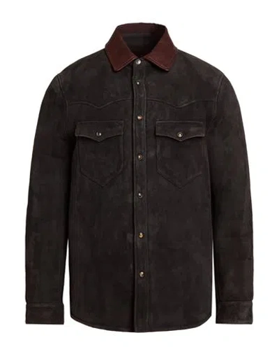 Fortela Man Jacket Dark Brown Size 36 Leather