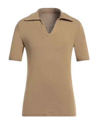 Fortela Man Polo Shirt Khaki Size M Cotton In Beige