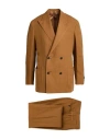 Fortela Man Suit Camel Size 46 Linen In Beige