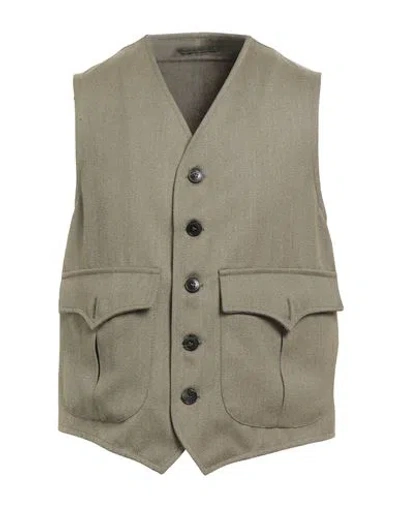 Fortela Man Tailored Vest Military Green Size 40 Wool