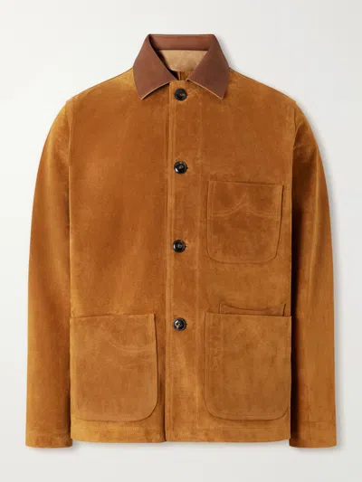 Fortela Montana Leather-trimmed Suede Jacket In Brown