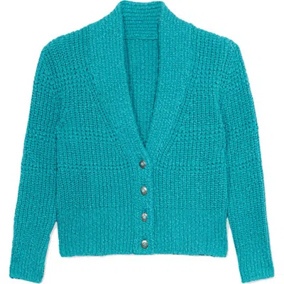 Fortela Navajo Style Open Knit Cardigan In Blue