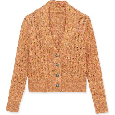 Fortela Navajo Style Open Knit Cardigan In Orange