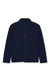 Fortela Navy Blue Cotton Knit Cardigan In Blue