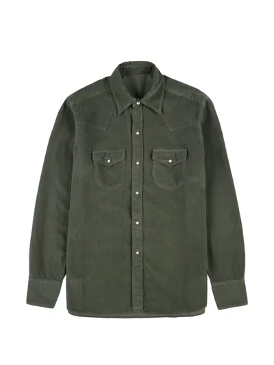 Fortela Ntex Corduroy Flap-pocket Shirt In Green