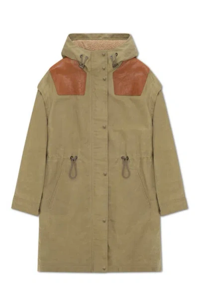Fortela Olive Waxed Cotton Parka In Green