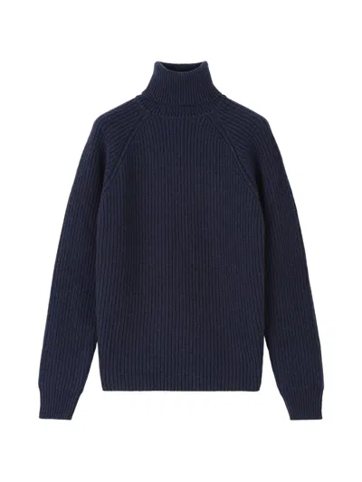 Fortela Oslo Merino Wool High Neck Sweater In Blue