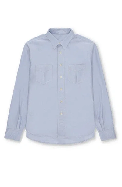 Fortela Osumi Patch-pocket Oxford Shirt In Blue