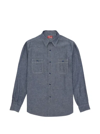 Fortela Otero Patch-pocket Chambray Shirt In Blue