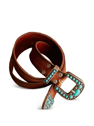 Fortela Paste Stone Leather Belt In Brown