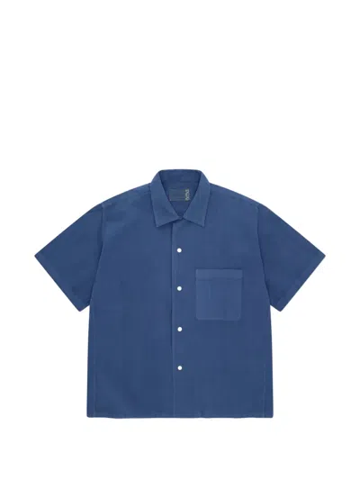 Fortela Bowling Inspired Short Sleeve Shirt In Blue