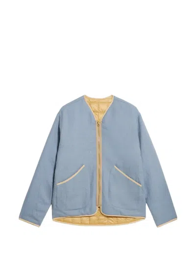 Fortela Patch Pocket Zip Wool Jacket In Blue