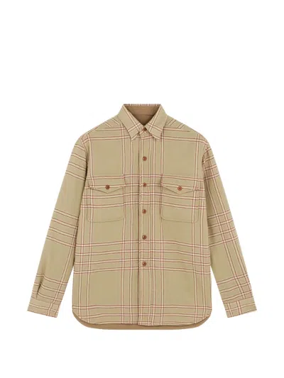Fortela Patch-pockets Checked Overshirt In Brown